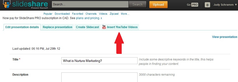 Slideshare add video to LinkedIn profile YouTube
