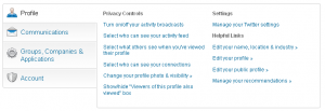 LinkedIn account profile privacy settings