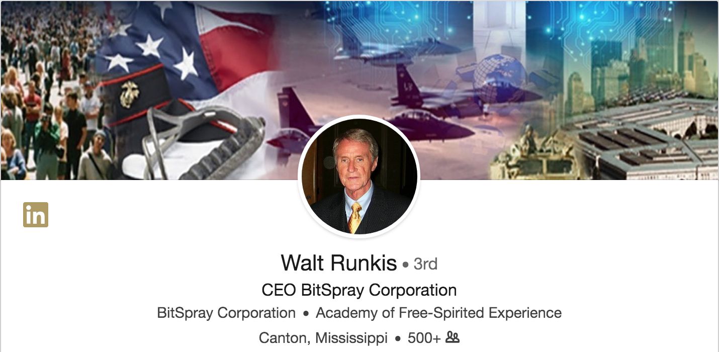 Walt Runkis CEO and CTO BitSpray Corporation