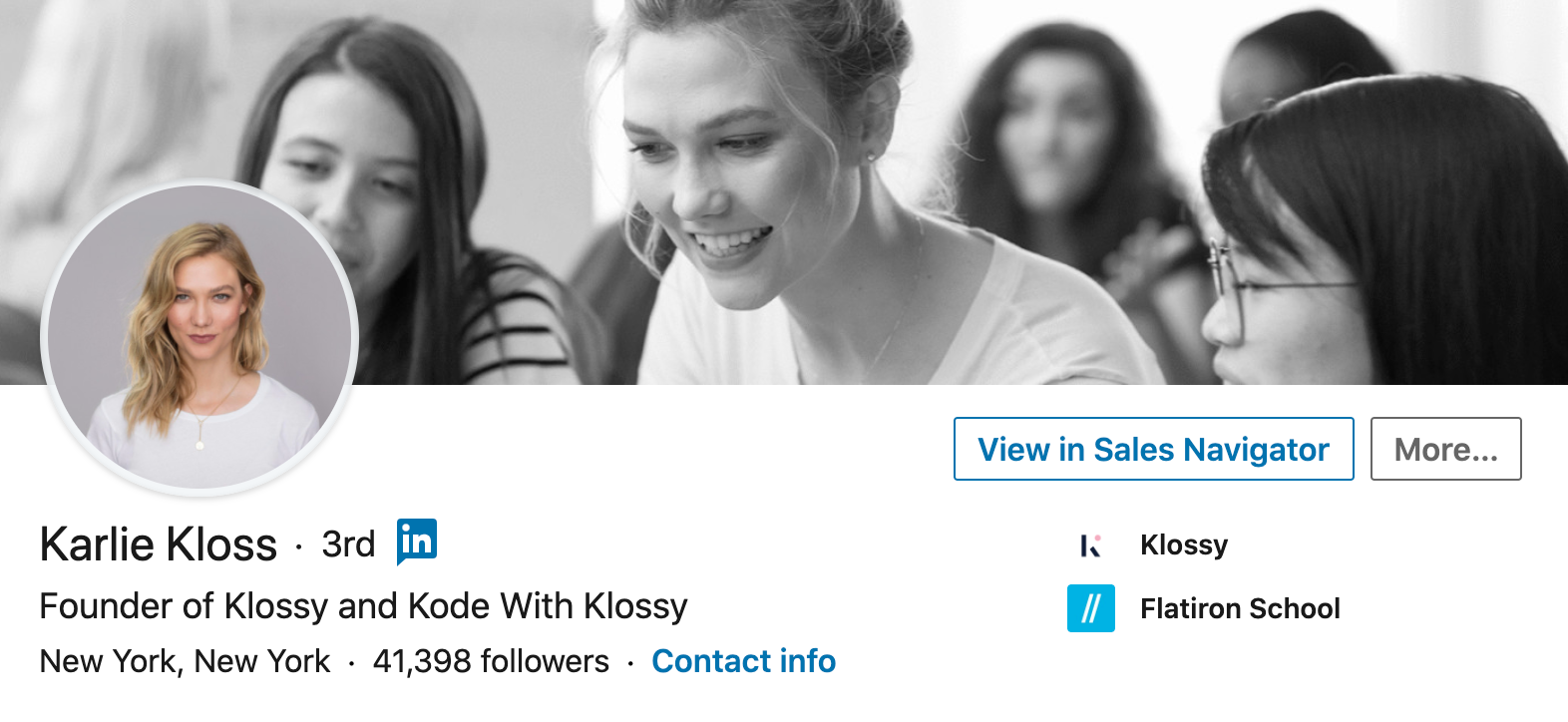 Karlie Kloss LinkedIn