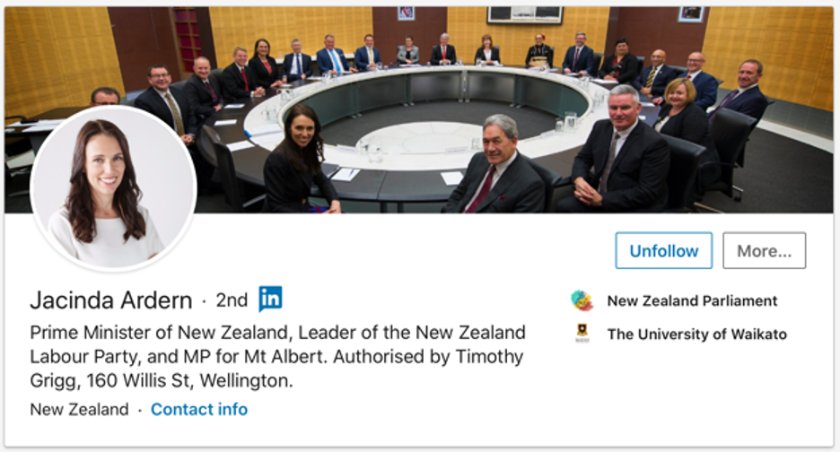 Jacinda Ardern linkedin