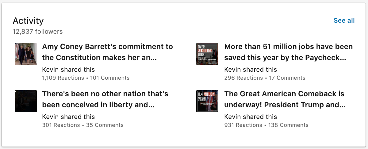 Kevin McCarthy linkedin activities