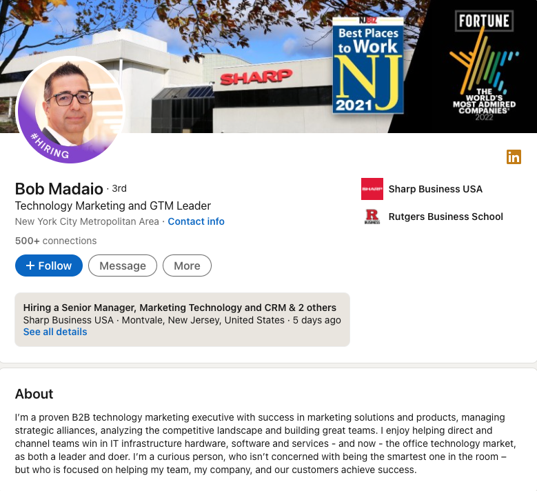 Bob Madaio LinkedIn Profile