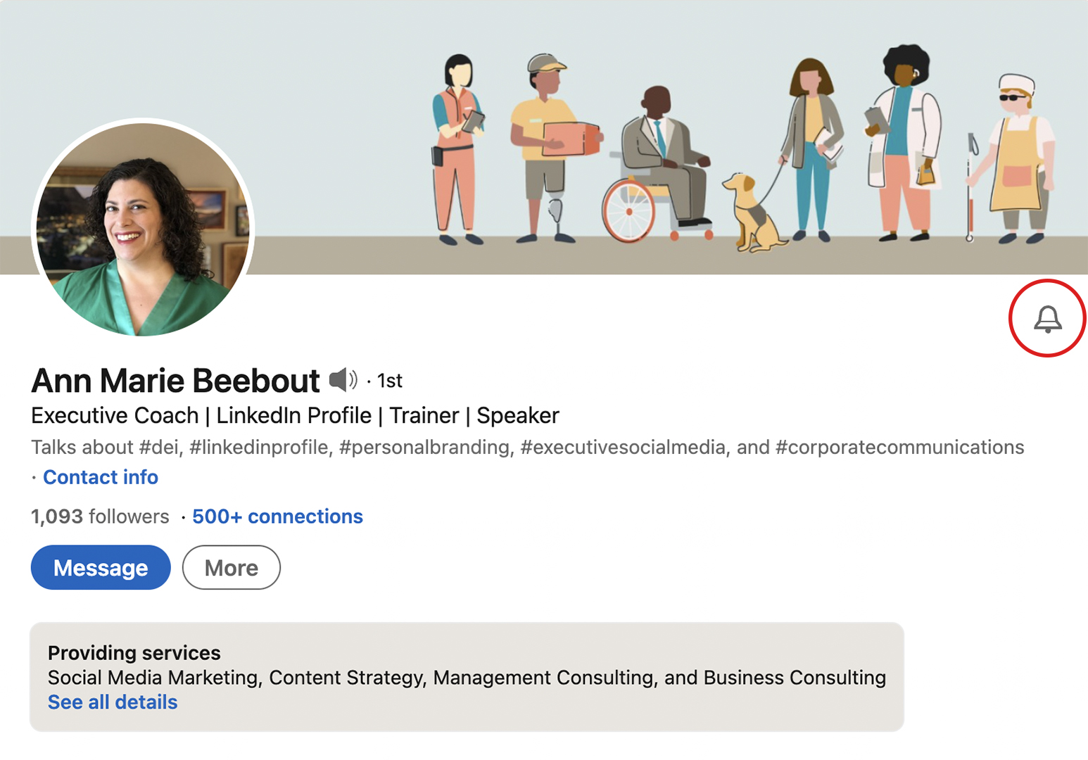 Subscribe bell on LinkedIn profile