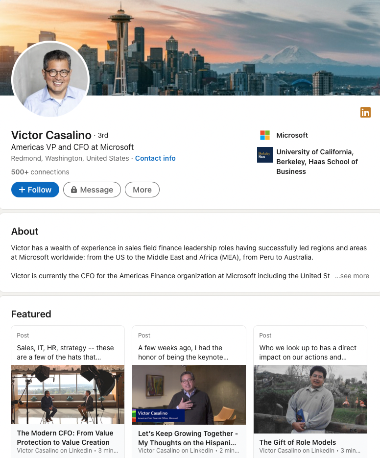 Victor Casalino CFO at Microsoft