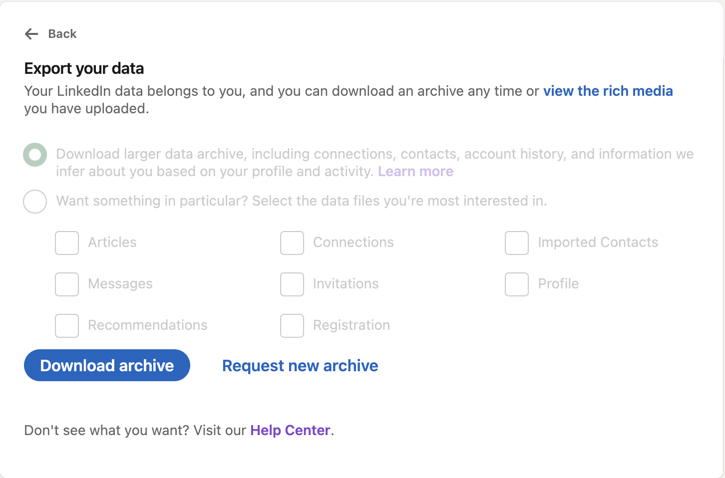 export your linkedin data