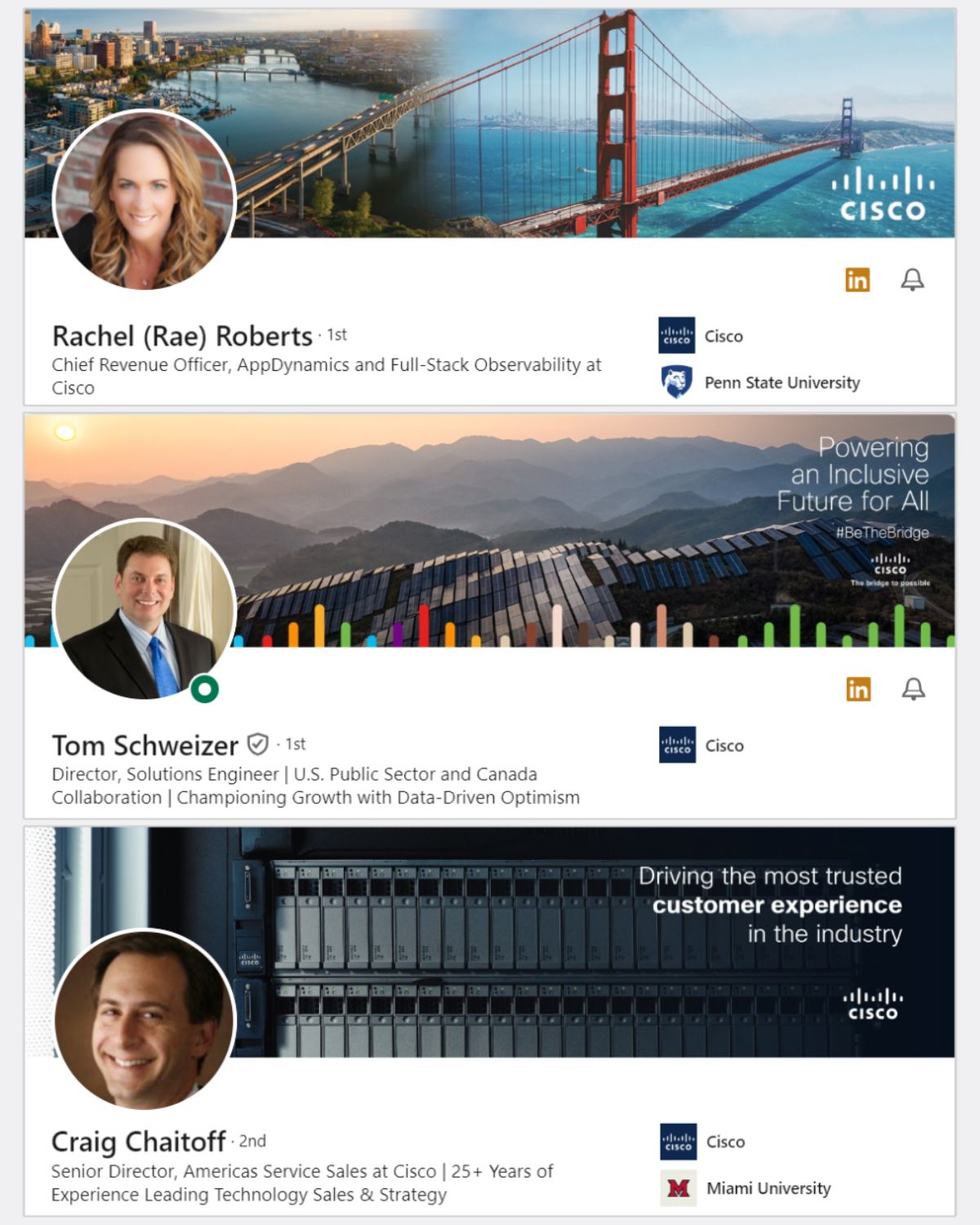 linkedin profile header graphic of cisco executives