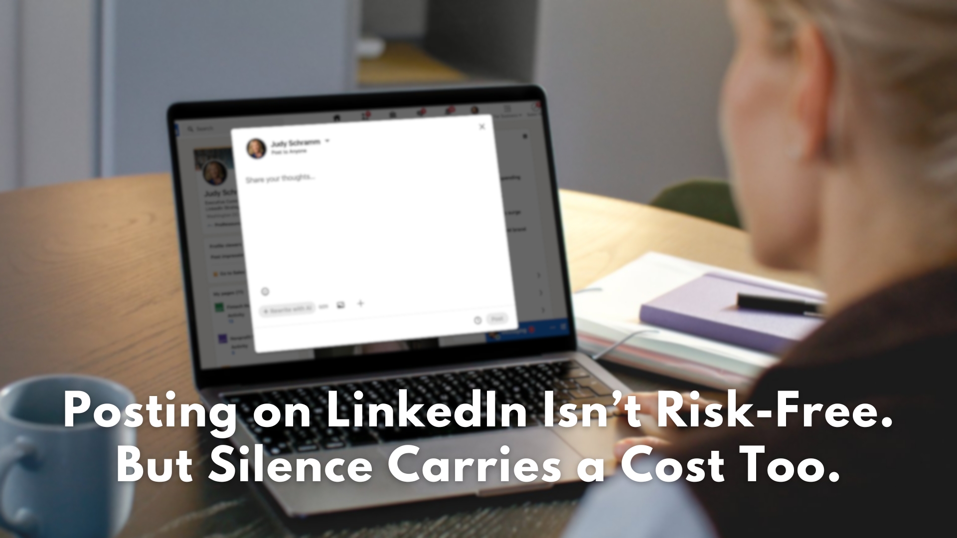 a female executive posts on linkedin