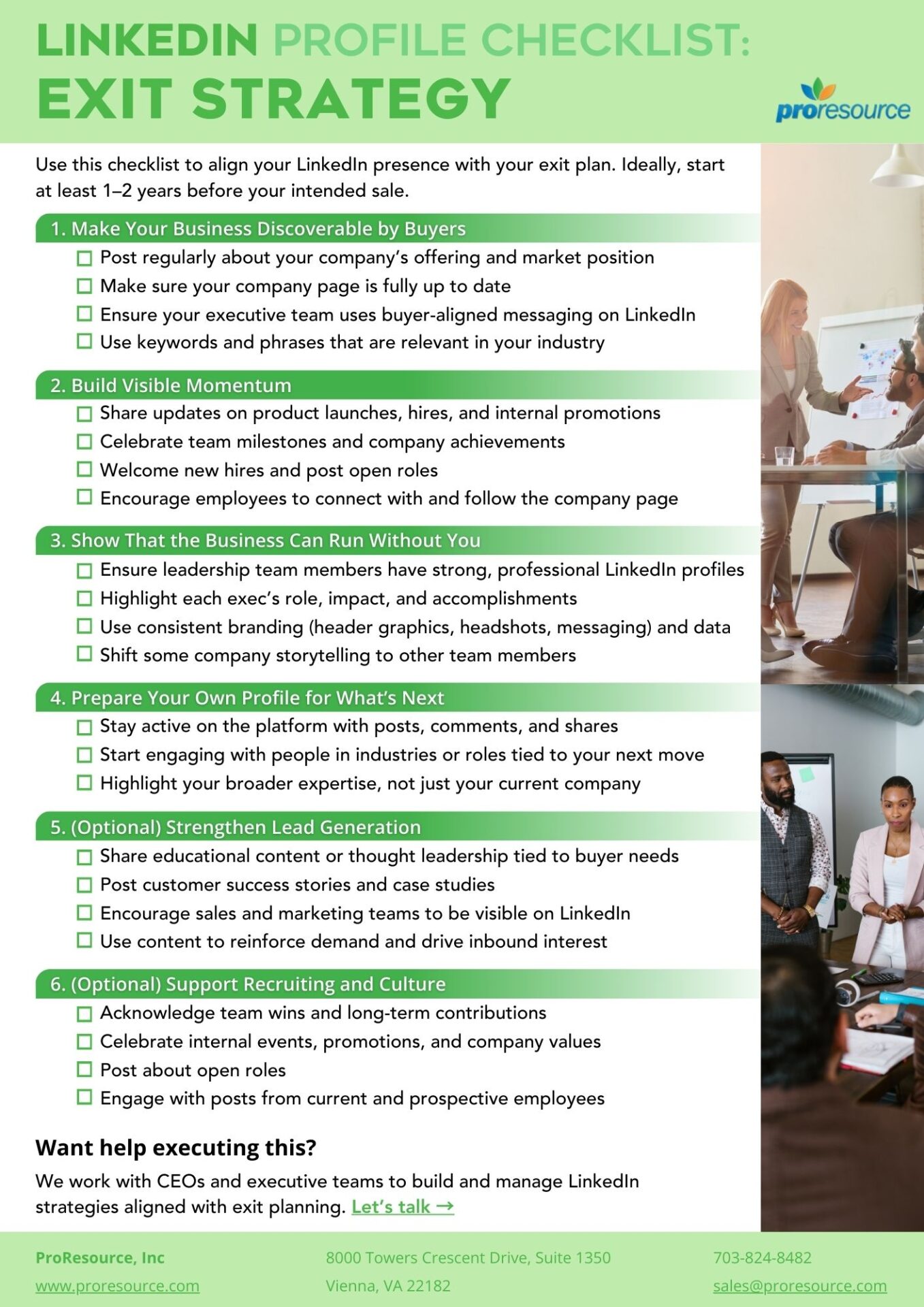 linkedin profile checklist exit strategy by proresource cover image
